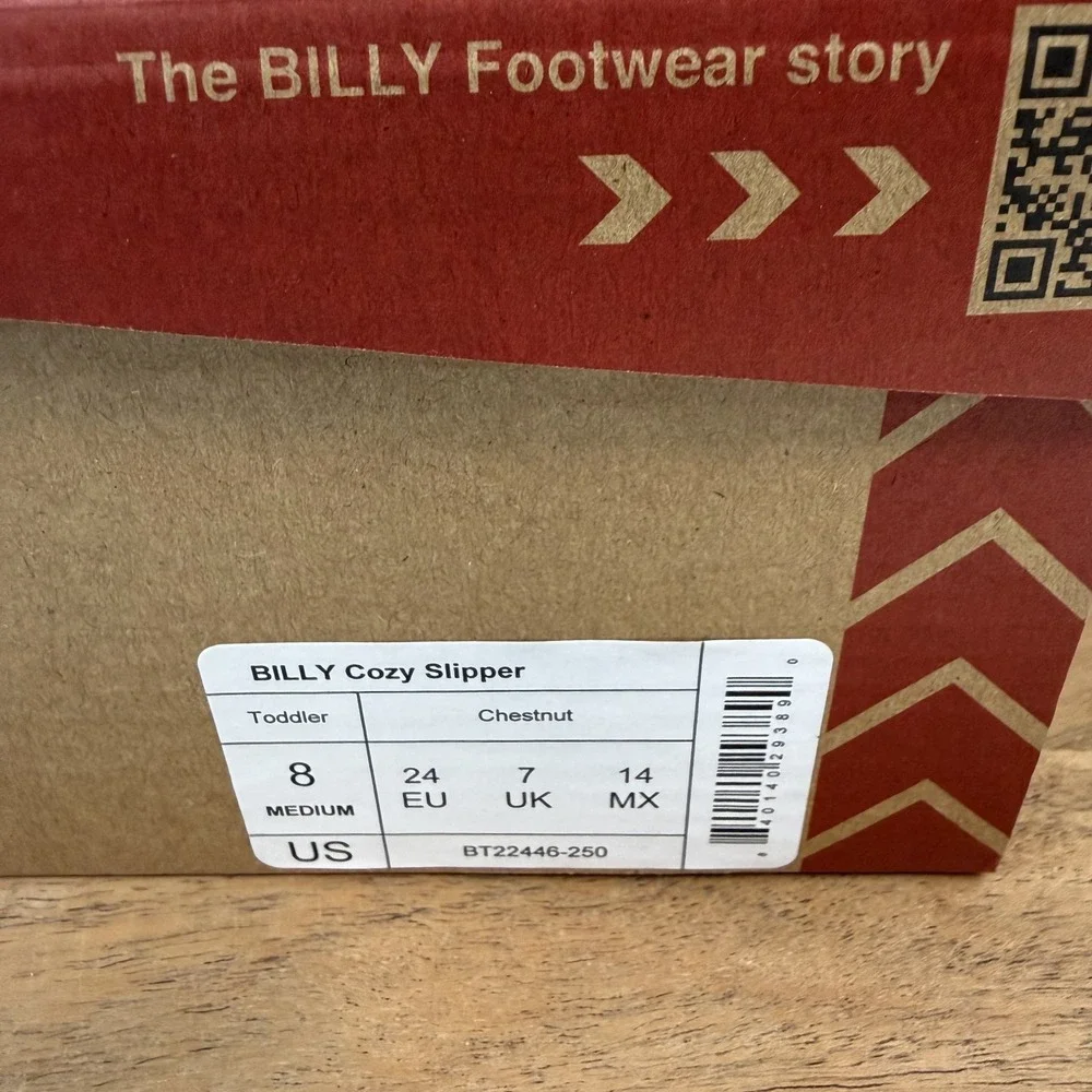 New Little Kids Billy Cozy Chestnut Fur Trim Lined Casual Slippers‎ Size 8 C NIB